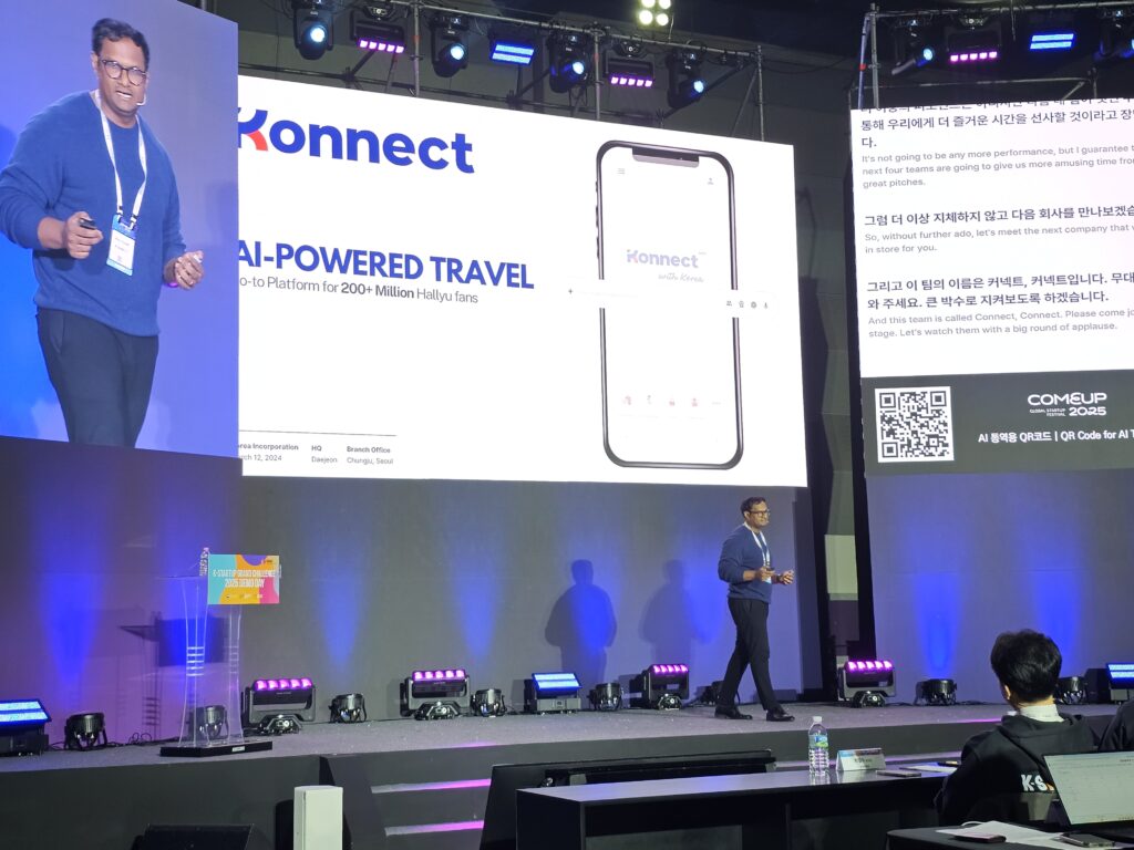 ‘2025년 K-스타트업 그랜드 챌린지’ 데모데이에서 라비 샨카르 판딧 커넥트 대표가 발표를 하고 있다. 사진=커넥트 제공