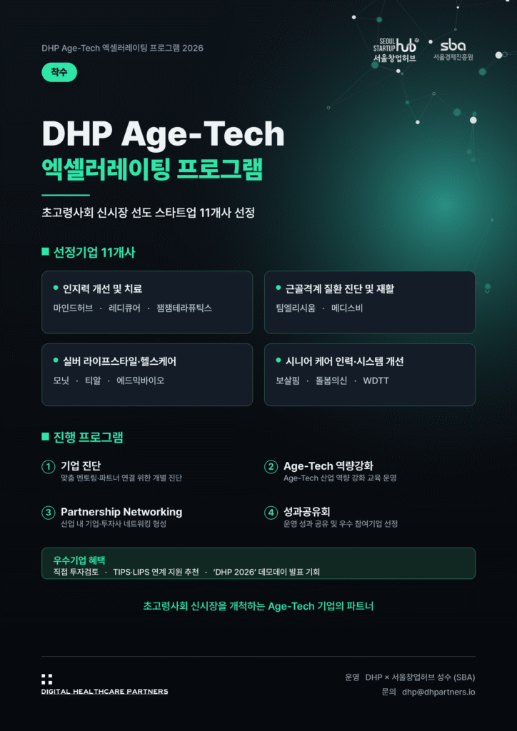 DHP, Age-Tech 스타트업 11개사 액셀러레이팅 착수 - 플래텀